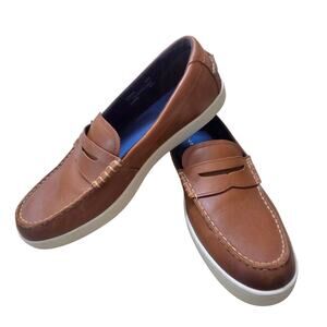 Cole Haan Nantucket Penny Loafers Leather British Tan / Ivory Sz 12 C38626